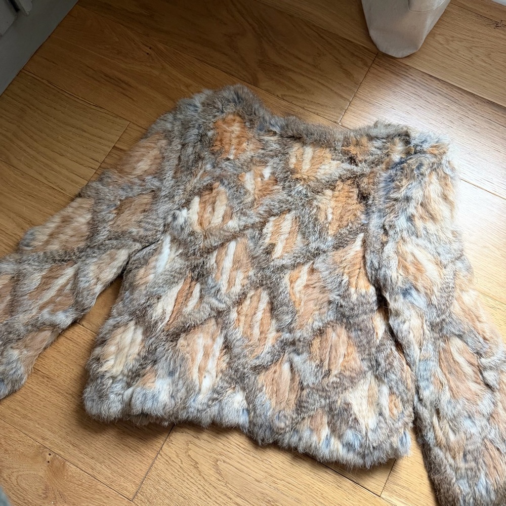 525 America Knit Rabbit Fur Jacket Size XS/S Neiman Marcus - Picture 6 of 6